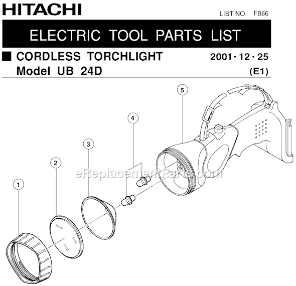 Metabo HPT (Hitachi) UB24D 24v Torch Light Page A Diagram