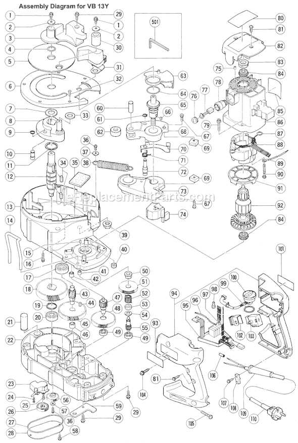 Metabo HPT (Hitachi) VB13Y 1/2 Motorized Rebar Cutter/Bender Page A Diagram