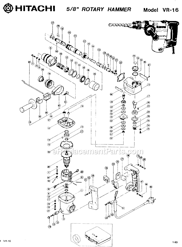 Metabo HPT (Hitachi) VR16 Rotary Hammer Page A Diagram