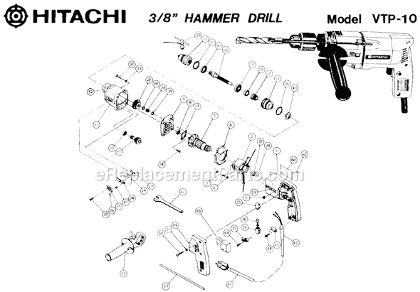 Metabo HPT (Hitachi) VTP-10 Hammer Drill Page A Diagram