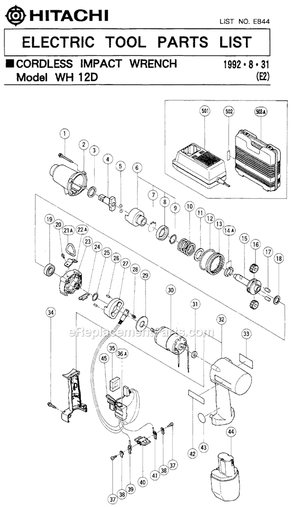 Metabo HPT (Hitachi) WH12D Impact Wrench Page A Diagram