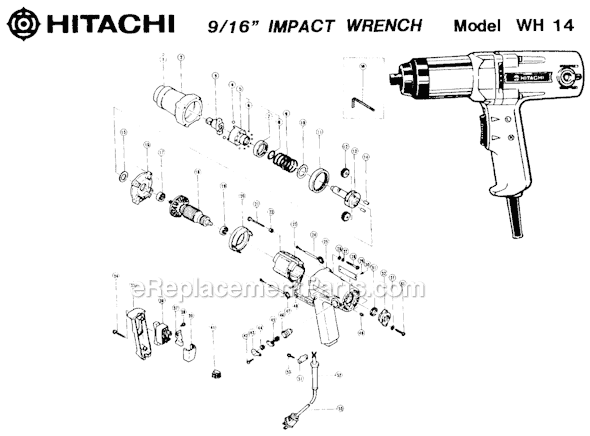 Metabo HPT (Hitachi) WH14 Impact Wrench Page A Diagram