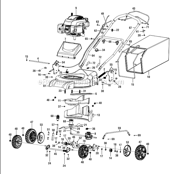 Homelite HLM140SP Self-Propelled Mower Page A Diagram