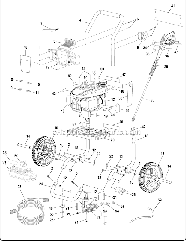 Homelite UT80993A 2700 PSI Gas Pressure Washer Page A Diagram