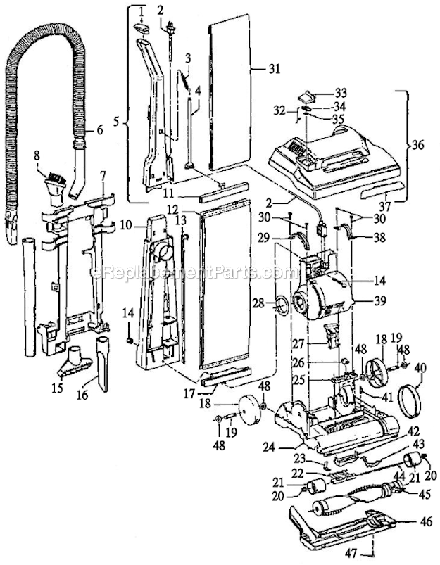 Hoover C1411-930 Commercial Upright Page A Diagram