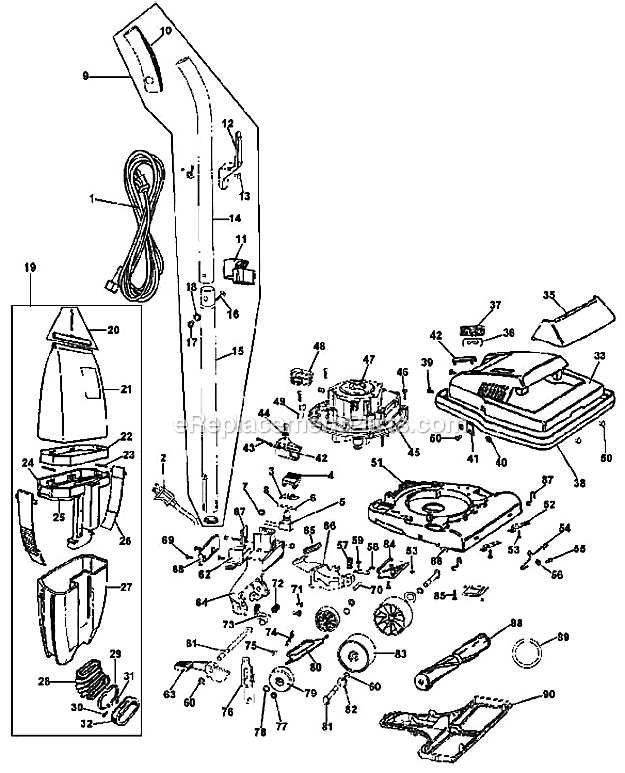 Hoover EH50500 Industrial Heavy Duty Upright Page A Diagram