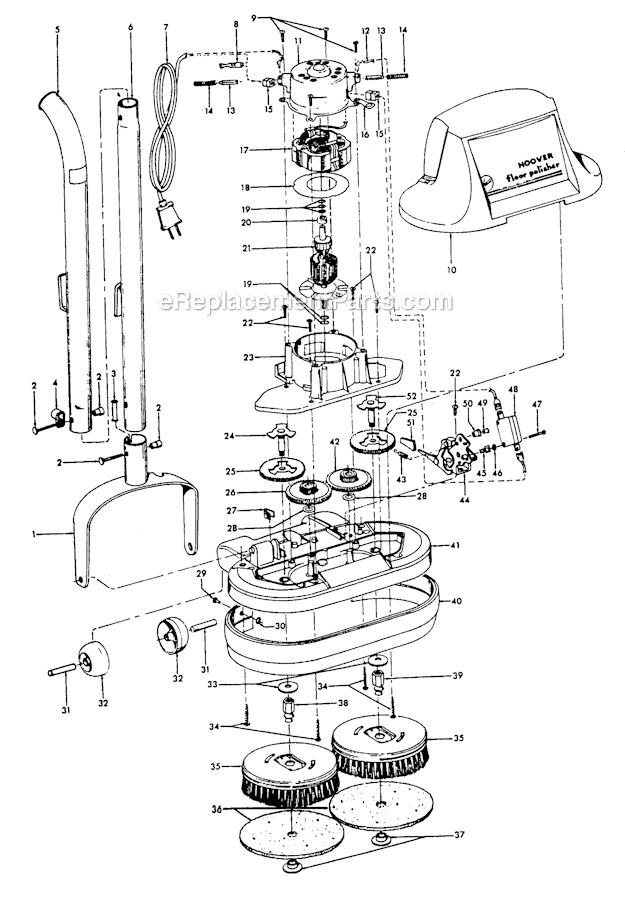 Hoover F2101 Scrubber Gear_And_Motor_Housing Diagram
