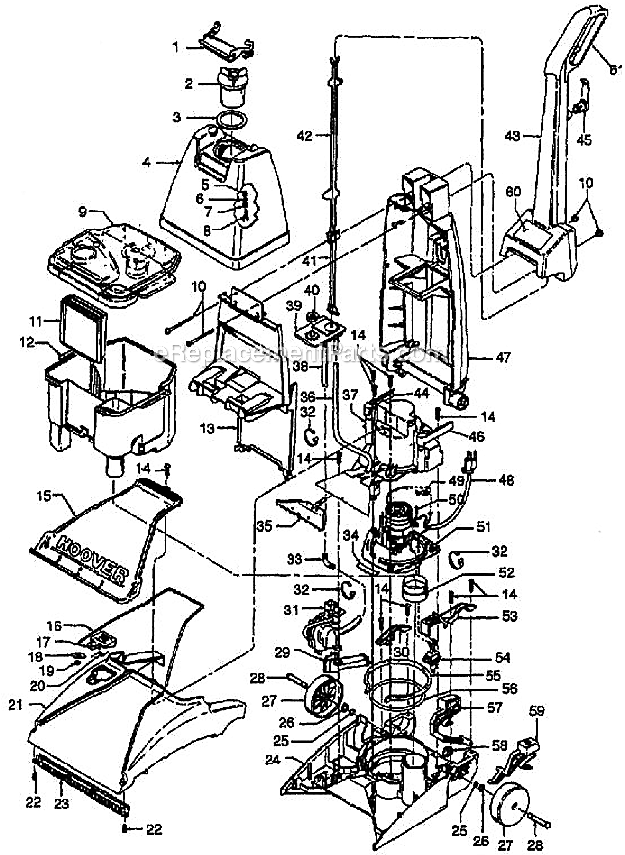 Hoover F5817 Upright Extractor Page A Diagram