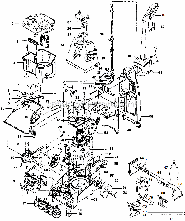Hoover F5851 Upright Extractor Page A Diagram