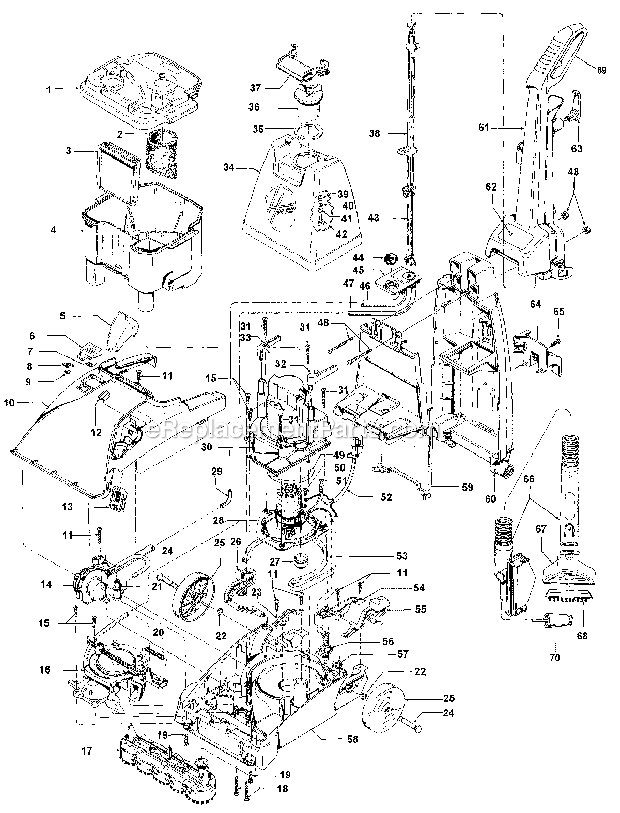 Hoover F5860900 Steam Vacuum Motor_Handle_Tank_Hood_Switch Diagram