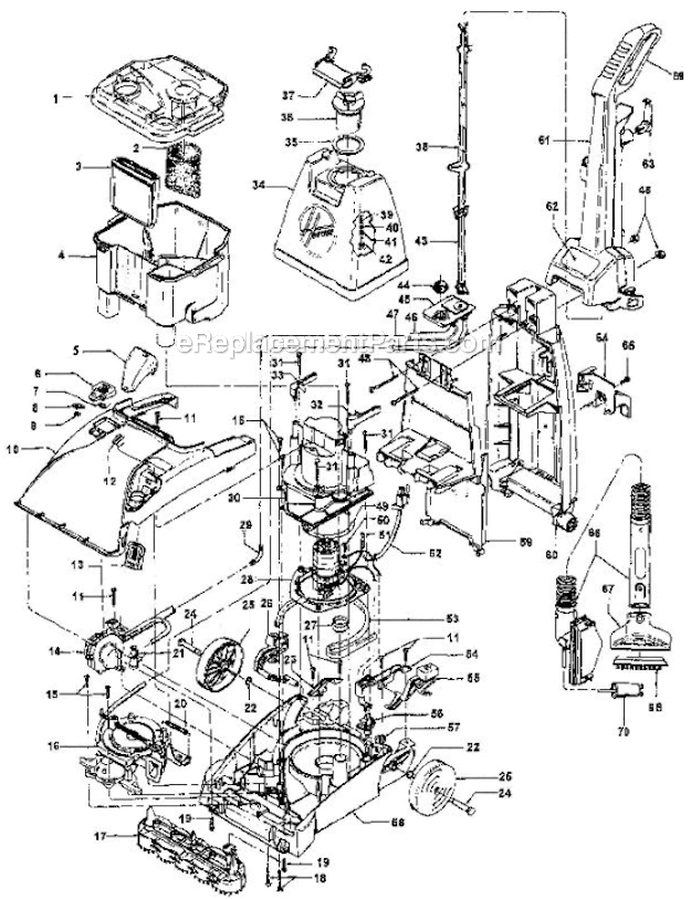 Hoover F5886-900 Upright Extractor Page A Diagram