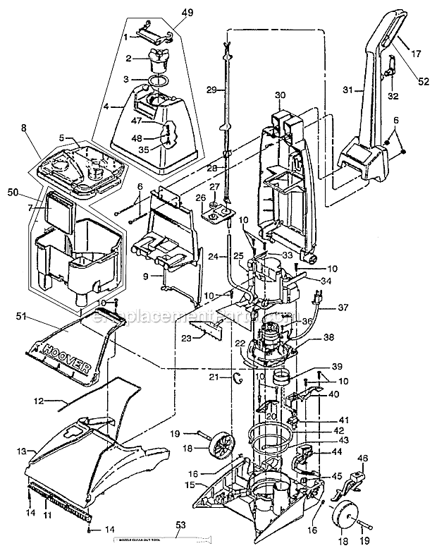 Hoover FH50021 Steam Vac Carpet Cleaner Page A Diagram