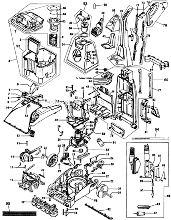 Hoover FH50042 SteamVac Pet Carpet Washer Page A Diagram