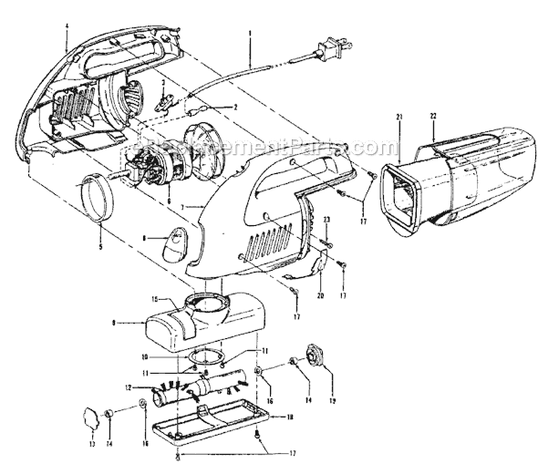 Hoover S1156 Sidewinder Hand Vac Page A Diagram