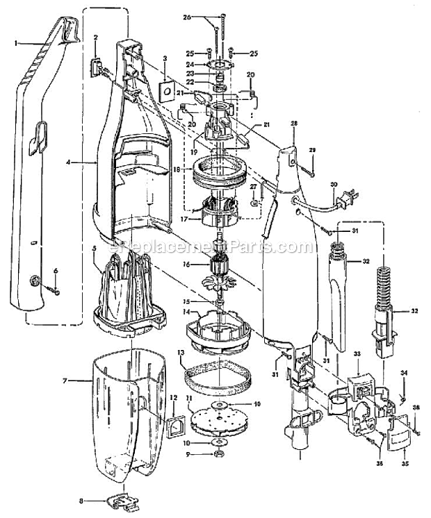 Hoover S2541-040 Sprint/Tempo Upright Page A Diagram