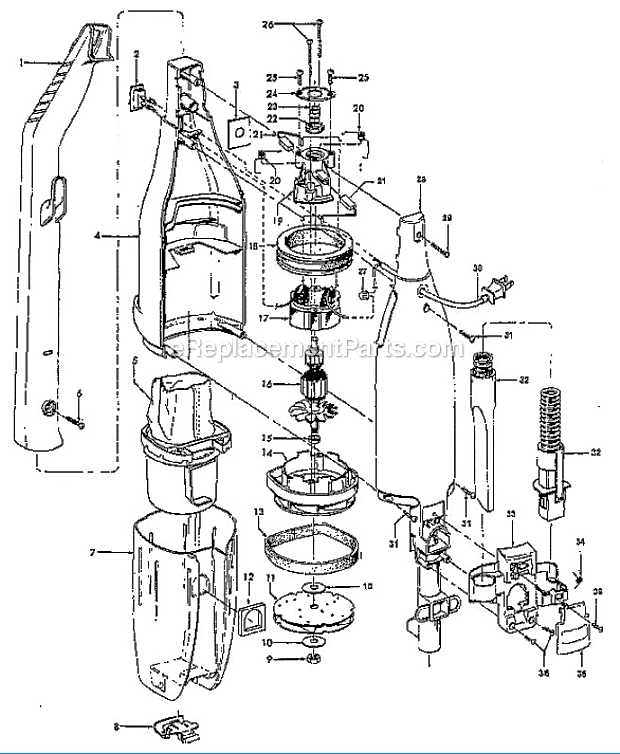 Hoover S2543 Sprint/Tempo Upright Page A Diagram