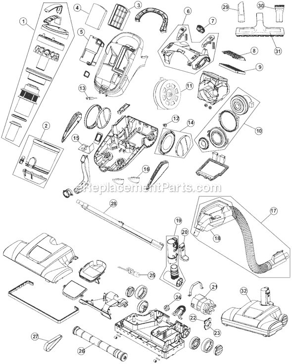 Hoover S3825 Elite Cyclonic Vacuum Page A Diagram