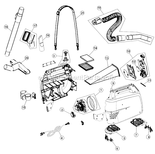 Hoover SH10000 Bagged Canister Vacuum Page A Diagram