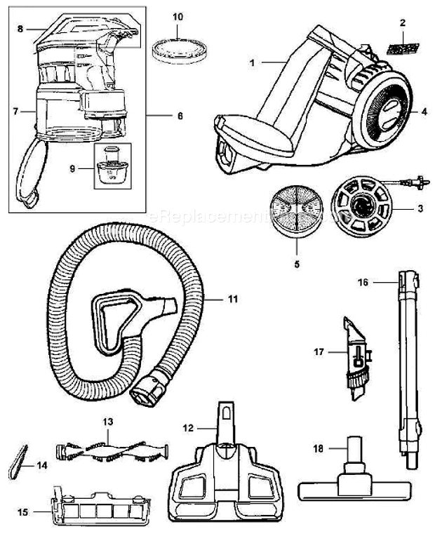 Hoover Sh40075 Air Pro Bagless Canister Page A Diagram