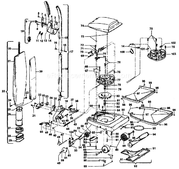 Hoover U4387 Upright Vacuum Page A Diagram