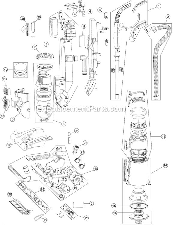 Hoover U5184-900 Whisper Cyclonic Filtration System Page A Diagram