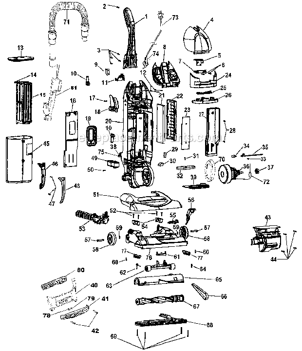 Hoover U5753960 Wind Tunnel Upright Complete_Assembly Diagram
