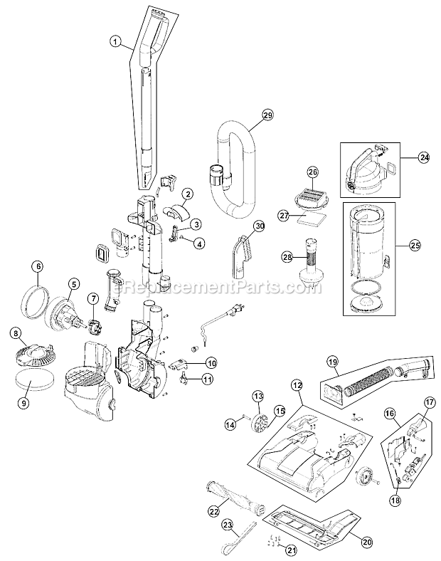 Hoover UH20020 Nano Cyclonic Upright Vacuum Page A Diagram
