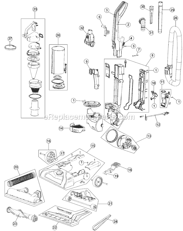 Hoover UH70100 WindTunnel Purely Pet Page A Diagram