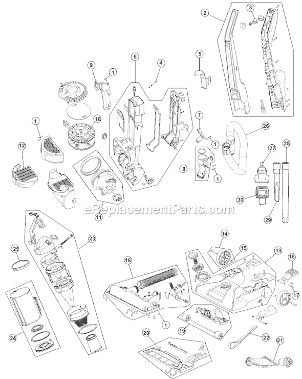 Hoover UH70130 WindTunnel Series Rewind Vacuum Page A Diagram