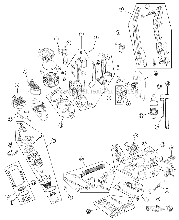 Hoover UH70202 WindTunnel Upright Vacuum Page A Diagram