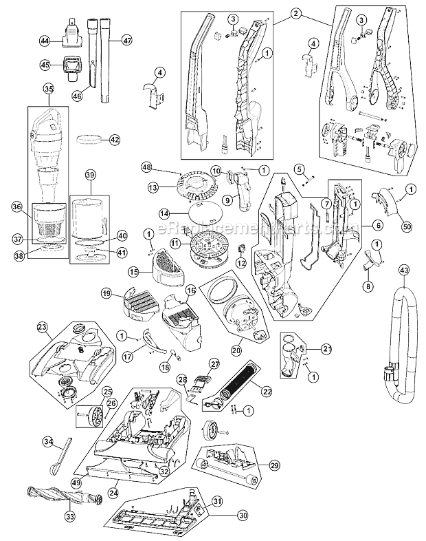 Hoover UH70601 WindTunnel Max Upright Vacuum Page A Diagram