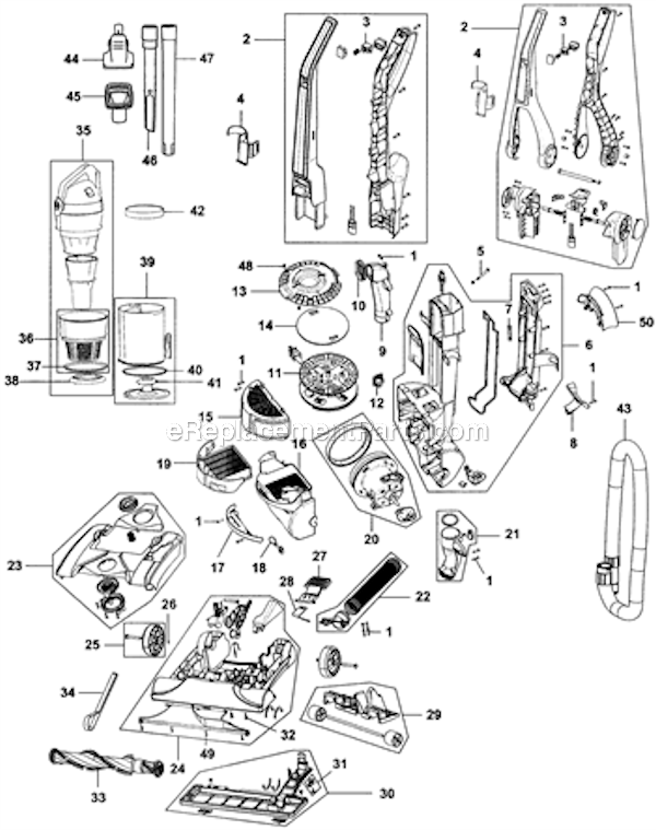Hoover UH70602 Whole House Multi-Cyclonic Bagless Upright Page A Diagram