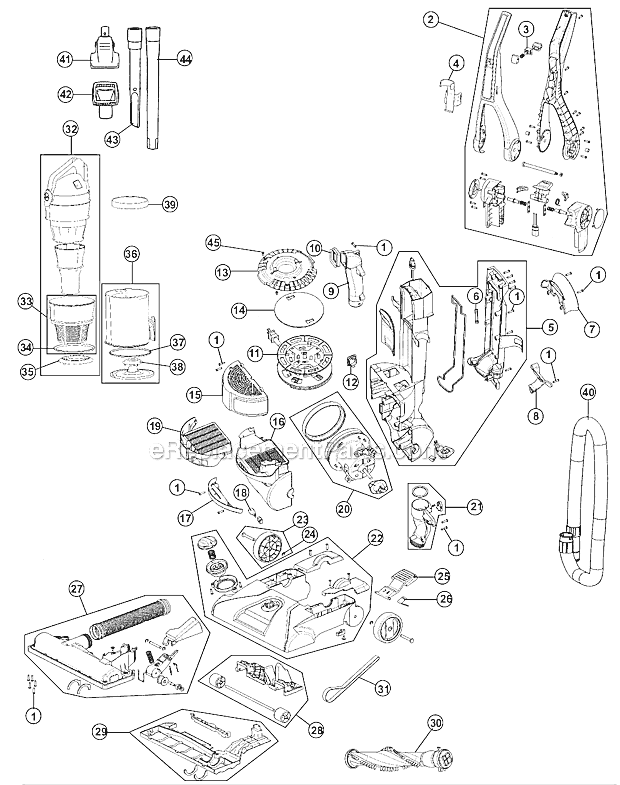 Hoover UH70604 Remedy Multi-Cyclonic Bagless Upright Vacuum Page A Diagram