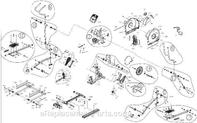 Horizon Fitness EX69 (EP537)(2011) Elliptical - Traditional Page A Diagram