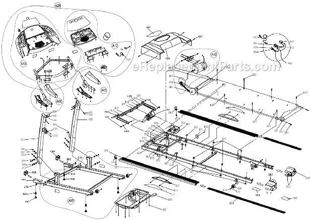 Horizon Fitness T100 (TM629C)(2011) Treadmill - Folding Page A Diagram