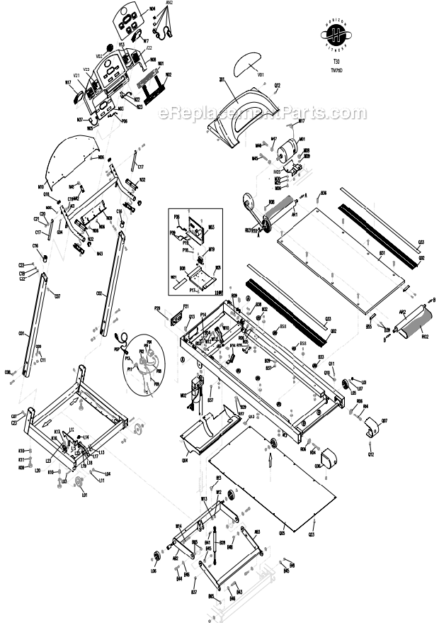 Horizon Fitness T30 (TM76D)(2004) Treadmill - Folding Page A Diagram