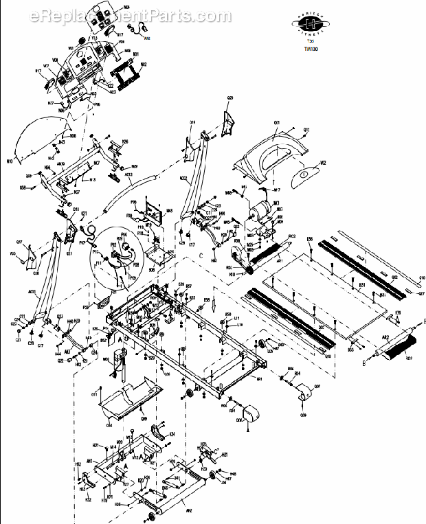 Horizon Fitness T35 (TM130)(2005) Treadmill - Folding Page A Diagram