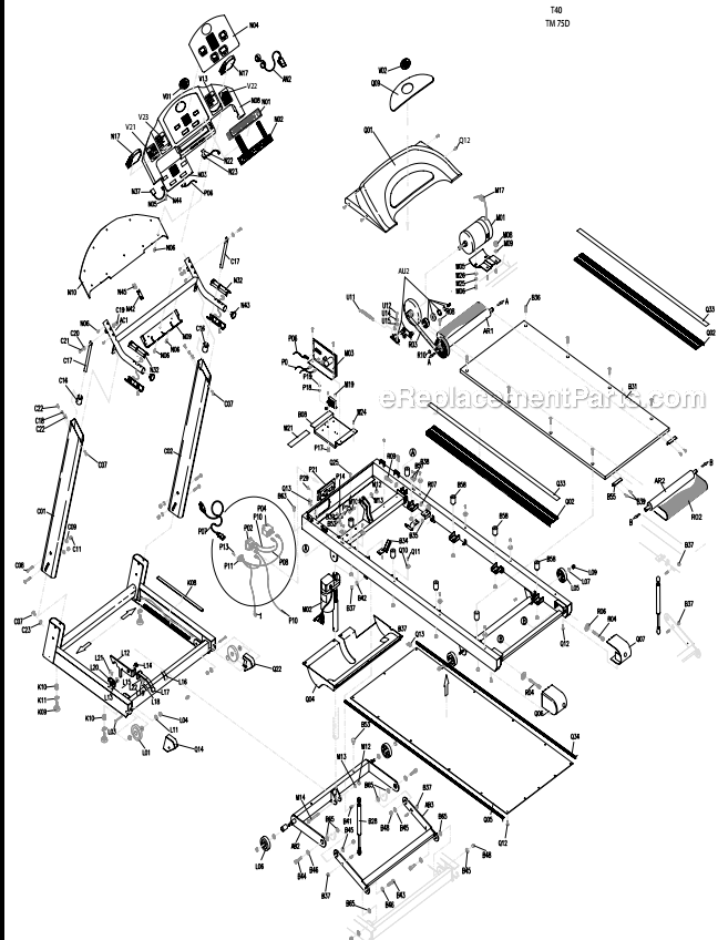 Horizon Fitness T40 (TM75D)(2004) Treadmill - Folding Page A Diagram