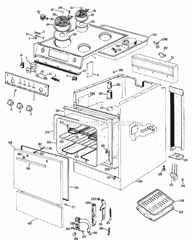 Hotpoint RA511*J3 Electric Ge Free-Standing / Drop- Section Diagram