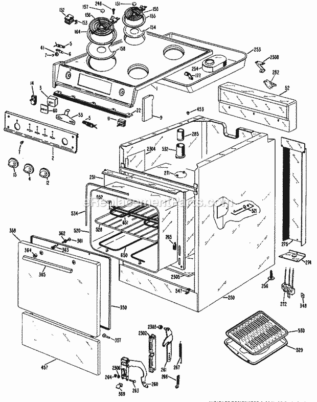 Hotpoint RA511*J4 Electric Hotpoint Free-Standing / Section Diagram