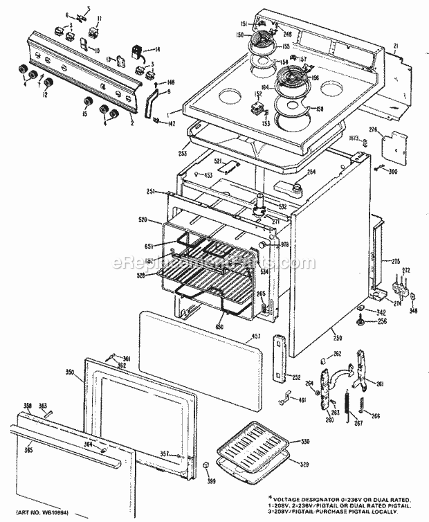Hotpoint RB524*J2 Freestanding, Electric Electric Range Section Diagram
