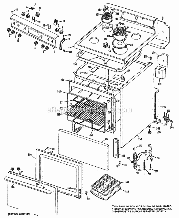 Hotpoint RB524*N1 Freestanding, Electric Electric Range Section Diagram
