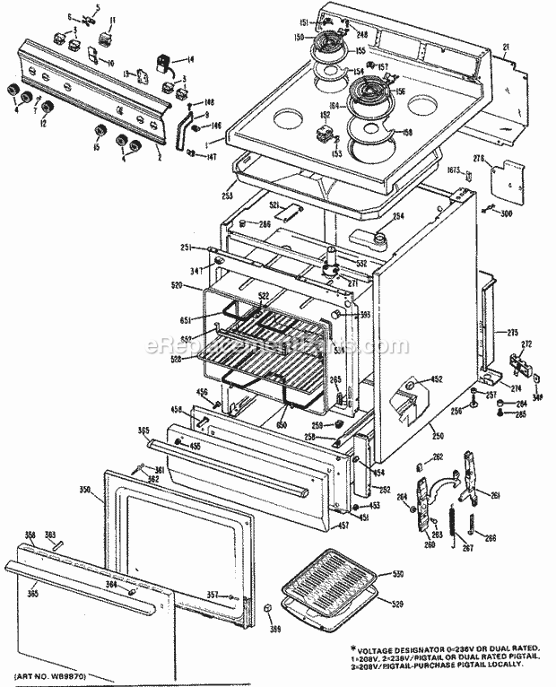 Hotpoint RB525*F1 Freestanding, Electric Electric Range Section Diagram