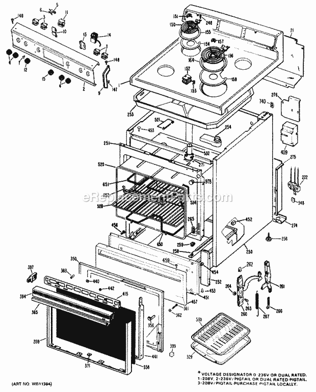 Hotpoint RB525G*N3 Freestanding, Electric Ranges, Electric Section Diagram