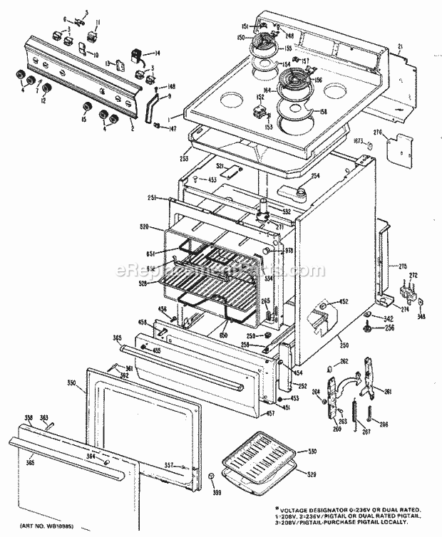 Hotpoint RB525*J3 Freestanding, Electric Electric Range Section Diagram