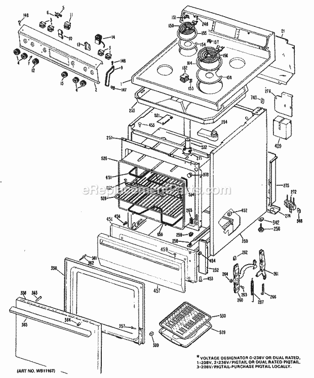 Hotpoint RB525*N1 Freestanding, Electric Electric Range Section Diagram