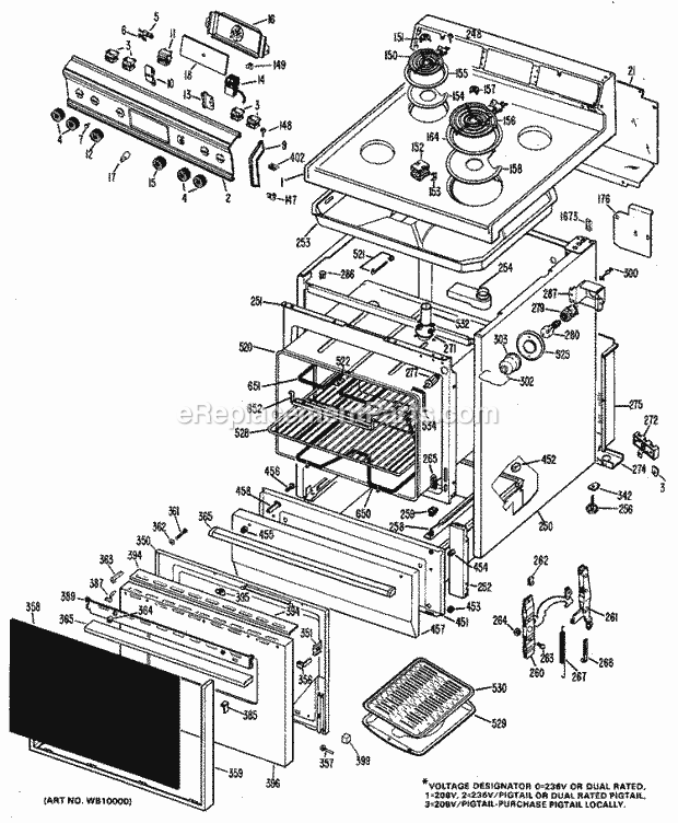 Hotpoint RB532G*F1 Freestanding, Electric Hotpoint Free-Standing / Section Diagram