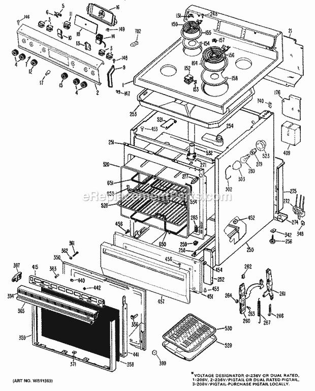 Hotpoint RB532G*N1 Freestanding, Electric Ranges, Electric Section Diagram