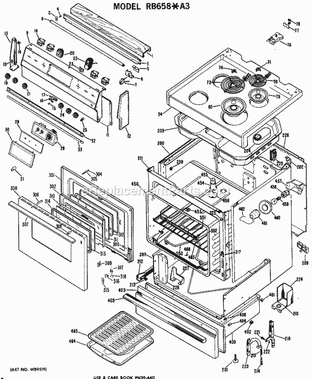 Hotpoint RB658*A3 Electric Electric Range Section Diagram