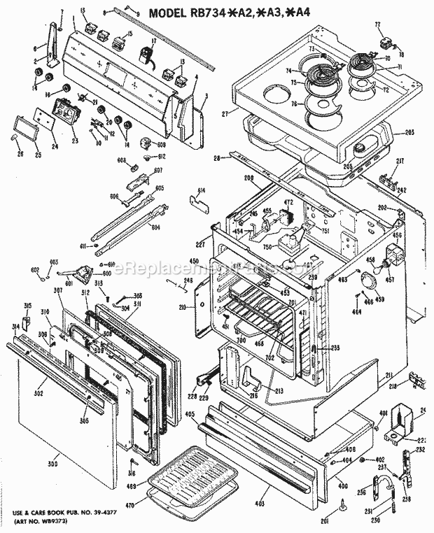 Hotpoint RB734*A4 Electric Electric Range Section Diagram
